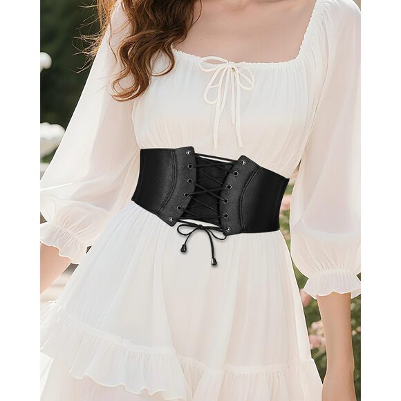Corset Belt For Women, Vintage Lace-up Waspie Elastic Cincher Waist Dresses🙂 - Picture 4 of 7